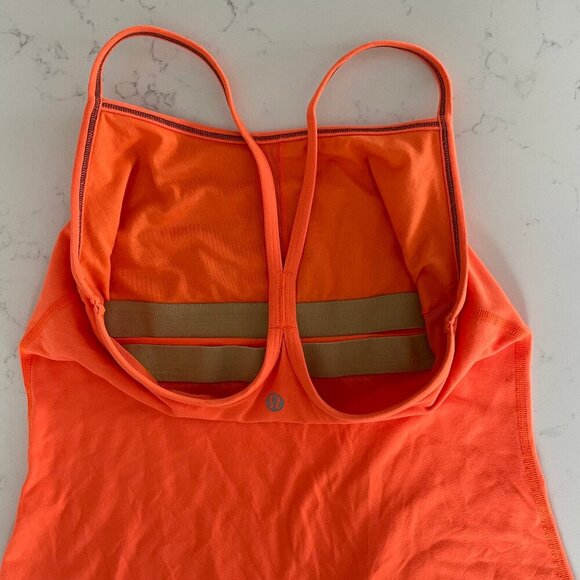 Lululemon Power Y Tank * Luon Light Yoga Workout Rback Top Pizzaz Orange Sz 6 - Picture 5 of 10